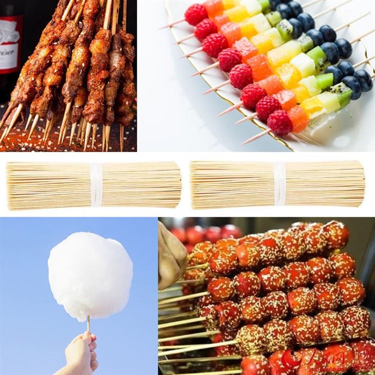Estick Natural Certificated Bbq High Grade Quality Round Kebab Bbq Bamboo Skewers Roasting Sticks Premium